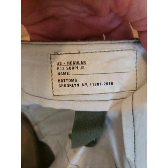 R13 Camo Pants Wide Leg Cargo Crop Green Sz 32 Drop Crotch Japanese Fabric Harem - Picture 13 of 16